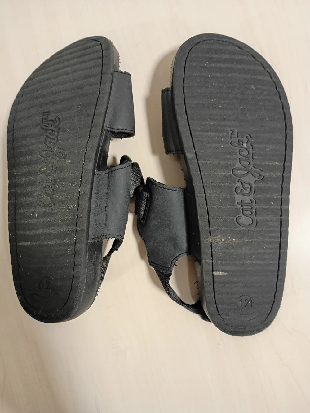 Cat & Jack Black Adjustable Strap Kids Sandals Size 12